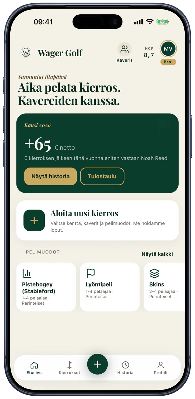 Kauden saldo ja tulostaulukko