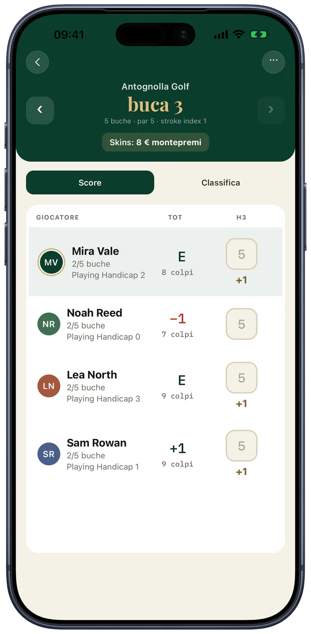 Score live di Wager Golf su iPhone